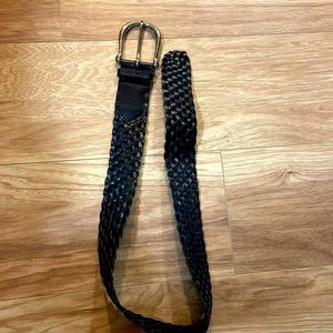 Black Leather Michael Kors Woven Leather Belt Size S
